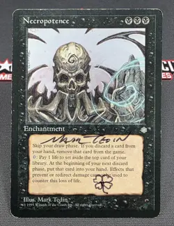 MTG Necropotence- Signed -Ice Age Magic the Gathering Card #154 - Image 1