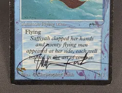 MTG Flying Men- DAMAGED/Signed Christopher Rush -Arabian Nights Magic Card #014 - Image 4