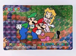 Mario Luigi Peach Super Mario World Holo Card No.3 Nintendo 1993 From Japan F/S - Image 1