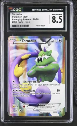 CGC 8.5 Tornadus 2011 Emerging Powers 98/98 Ultra Rare Holo Pokemon Card - Image 1