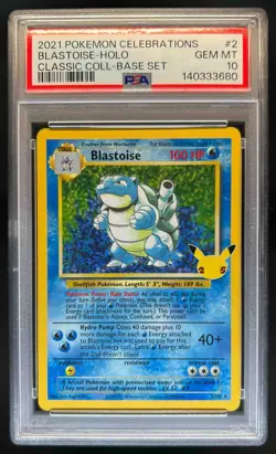 2021 Pokemon SWSH Celebrations Blastoise Classic Collection #2/102 PSA 10 - Image 1