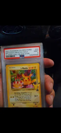 2021 Pokemon Celebrations Birthday Pikachu Holo Classic Card #24 PSA 9 Mint - Image 1