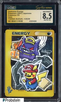 Yukina Suzuki Signed Sketched Pokemon JPN Darknes Energy CGC 8.5 w/ AUTO 10 - Image 1