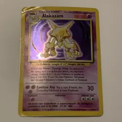 Pokemon TCG Alakazam 1/102 Base Set Holo Rare 80 HP Psychic Card 1999 - Image 1