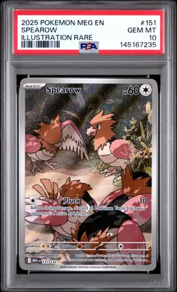 2025 POKEMON MEG EN-MEGA EVOLUTION ILLUSTRATION RARE #151 SPEAROW PSA 10 - Image 1
