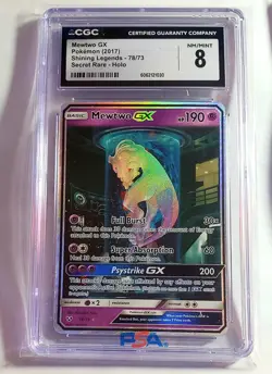 2017 Pokemon Shining Legends Mewtwo GX SECRET RARE #78/73 CGC 8 - Image 1