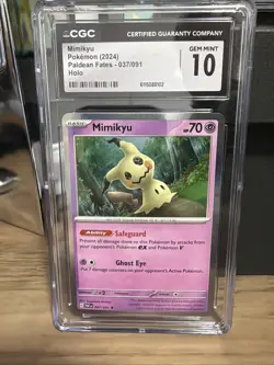 Mimikyu Reverse Holo Rare #037 - CGC GEM MINT 10 - Paldean Fates - Pokemon TCG - Image 1