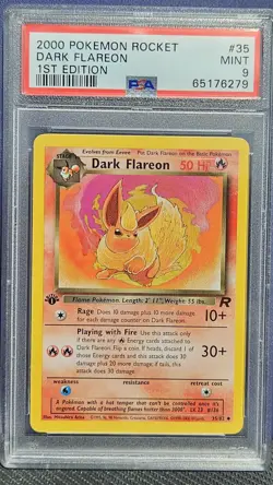 First Edition 2000 Pokemon Team Rocket 35/82 Dark Flareon PSA Mint 9 - Image 1