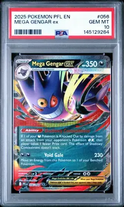 2025 POKEMON PFL EN-PHANTASMAL FLAMES #056 MEGA GENGAR EX PSA 10 - Image 1