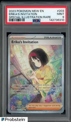 2023 Pokemon Mew En #203 Erika's Invitation Special Illustration Rare PSA 9 MINT - Image 1