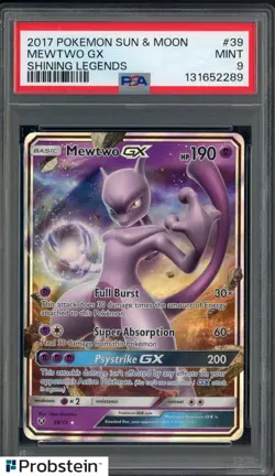 2017 Pokemon Sun & Moon Shining Legends #39 Mewtwo Gx PSA 9 MINT - Image 1