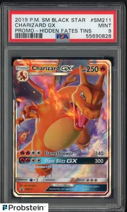 2019 Pokemon SM Black Star Promo Hidden Fates Tins #SM211 Charizard Gx PSA 9 #2 - Image 1