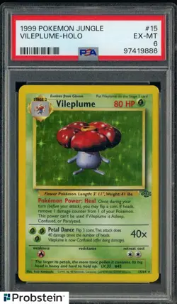 1999 Pokemon Jungle #15 Vileplume Holo PSA 6 EX-MT - Image 1