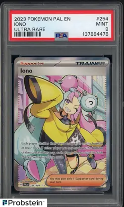 2023 Pokemon Pal En #254 Iono Ultra Rare PSA 9 MINT - Image 1
