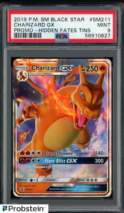 2019 Pokemon SM Black Star Promo Hidden Fates Tins #SM211 Charizard Gx PSA 9 #1 - Image 1