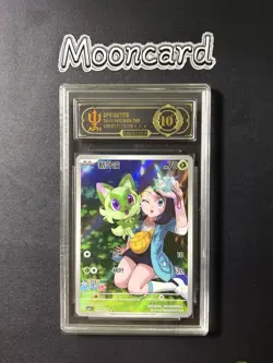 APH Black 10* Pokemon Chinese Sprigatito Full Art 2025 CBB1C 01 09/09 Gem 1 - Image 1