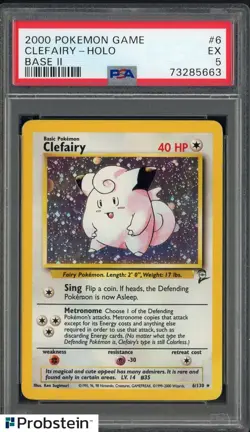 2000 Pokemon Game Base II #6 Clefairy Holo PSA 5 EX - Image 1