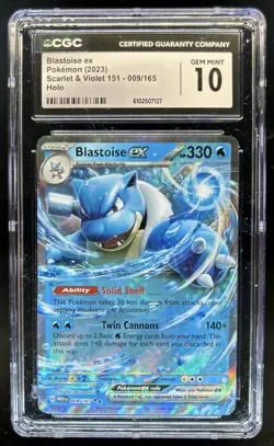 2023 Pokemon SV 151 Blastoise ex #009/165 CGC 10 - Image 1