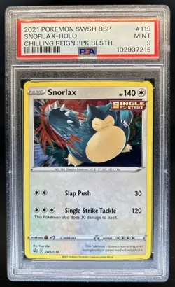 2019-2023 Pokemon SWSH Black Star Promos Snorlax #SWSH119 PSA 9 - Image 1