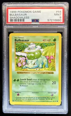 1999 Pokemon Shadowless Bulbasaur #44/102 PSA 9 - Image 1