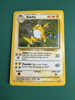 Pokemon Raichu Base Set 14/102 Vintage Holo Rare NM - Image 1