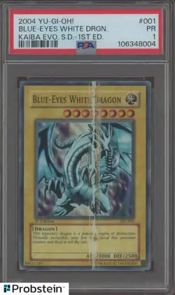 2004 Yu-Gi-Oh! Kaiba Evo. SD 1st Edition #001 Blue-Eyes White Dragon PSA 1 - Image 1