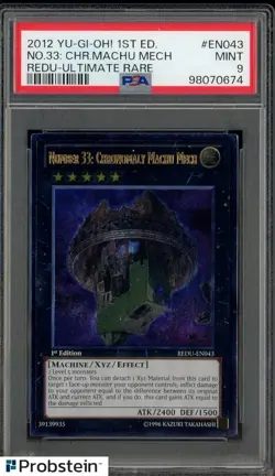 2012 Yu-Gi-Oh! 1st Edition Redu Ultimate Rare No.33 Chronomaly Machu Mech PSA 9 - Image 1