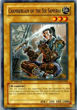 Chamberlain Of The Six Samurai GLAS-EN001 Yu-Gi-Oh! 1st Edition Light Play - Image 1