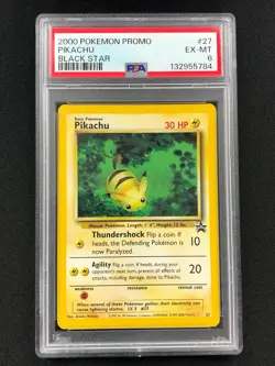 Pokemon 2000 Pikachu Black Star Promo 27 PSA 6 - Image 1