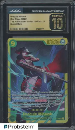 2026 One Piece The Azure Sea's Seven OP14 Dracule Mihawk CGC 10 PRISTINE - Image 1
