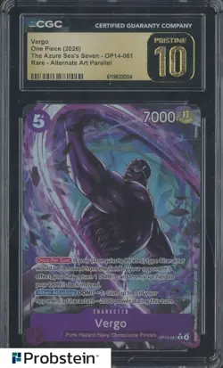 2026 One Piece The Azure Sea's Seven OP14 Vergo Alternate Art CGC 10 PRISTINE - Image 1