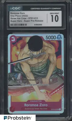 2022 One Piece Straw Hat Crew Roronoa Zoro Super Rare CGC 10 GEM MINT - Image 1