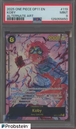 2025 One Piece OP11 EN Alternate Art #119 Koby PSA 9 MINT - Image 1