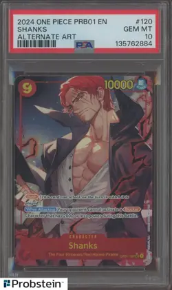2024 One Piece PRB01 EN Alternate Art #120 Shanks PSA 10 GEM MINT - Image 1