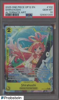 2025 One Piece OP12 EN Alternate Art #102 Shirahoshi PSA 10 GEM MINT - Image 1