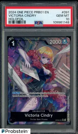 2024 One Piece PRB01 EN Holofoil #091 Victorua Cindry PSA 10 GEM MINT - Image 1