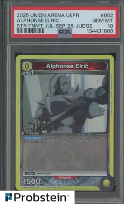 2025 Union Arena UEPR STR Tournament Jul-Sep 25 Judge #002 Alphonse Elric PSA 10 - Image 1