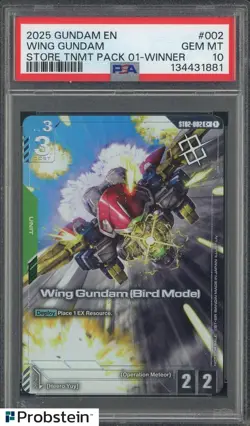 2025 Gundam EN Store Tournament Pack 01 Winner #002 Wing Gundam PSA 10 - Image 1