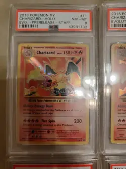 PSA 8 Pokemon Evolutions Holo Charizard 4 Card Lot (includes staff prerelease) - Image 5