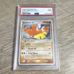 Pokemon Hariyama ex Holo Rare EX 110 HP Deoxys 100/107 PSA 9 Card 2005 - Image 1