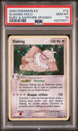 2004 POKEMON EX RUBY SAPPHIRE SPANISH SLAKING HOLO PSA 10 #12 - Image 1