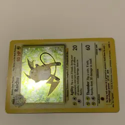 Pokemon TCG Raichu 14/102 Base Set Holo Rare 80 HP Thunder Card 1999 - Image 3