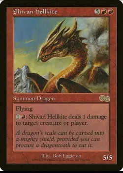 Magic the Gathering SHIVAN HELLKITE #214/350 Urza's Saga Red Rare Foil 1998 NM - Image 1