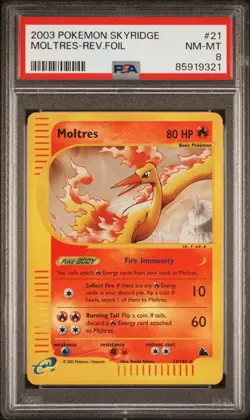 PSA 8 2003 POKEMON SKYRIDGE 21/144 MOLTRES REVERSE FOIL - Image 1