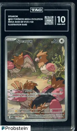 2025 Pokemon Mega Evolution Base Set #151 Spearow Illustration Rare TAG 10 - Image 1