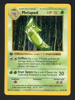 1999 Pokemon Game Base Set Unlimited Shadowless #54 Metapod - Image 1