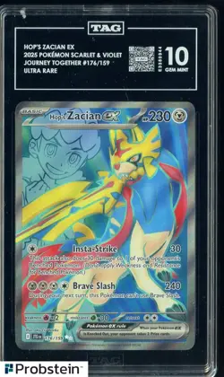 2025 Pokemon S&V Journey Together #176 Hop's Zacian Ex Ultra Rare TAG 10 - Image 1