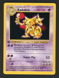 1999 Pokemon Game Base Set Unlimited Shadowless #32 Kadabra - Image 1