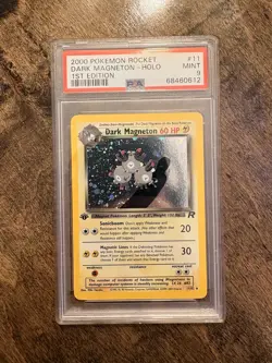 Pokemon Dark Magneton 11/82 Team Rocket Holo Rare 1st Edition 2000 English PSA 9 - Image 1