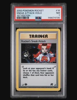 2000 POKEMON ROCKET #16 SNEAK ATTACK-HOLO 1ST EDITION NEW CERT PSA 7 LOW POP 245 - Image 1